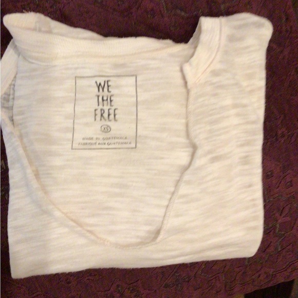 Free People Tops - Free people “We the free” Xtra small sheer v neck notched cream color burnout.